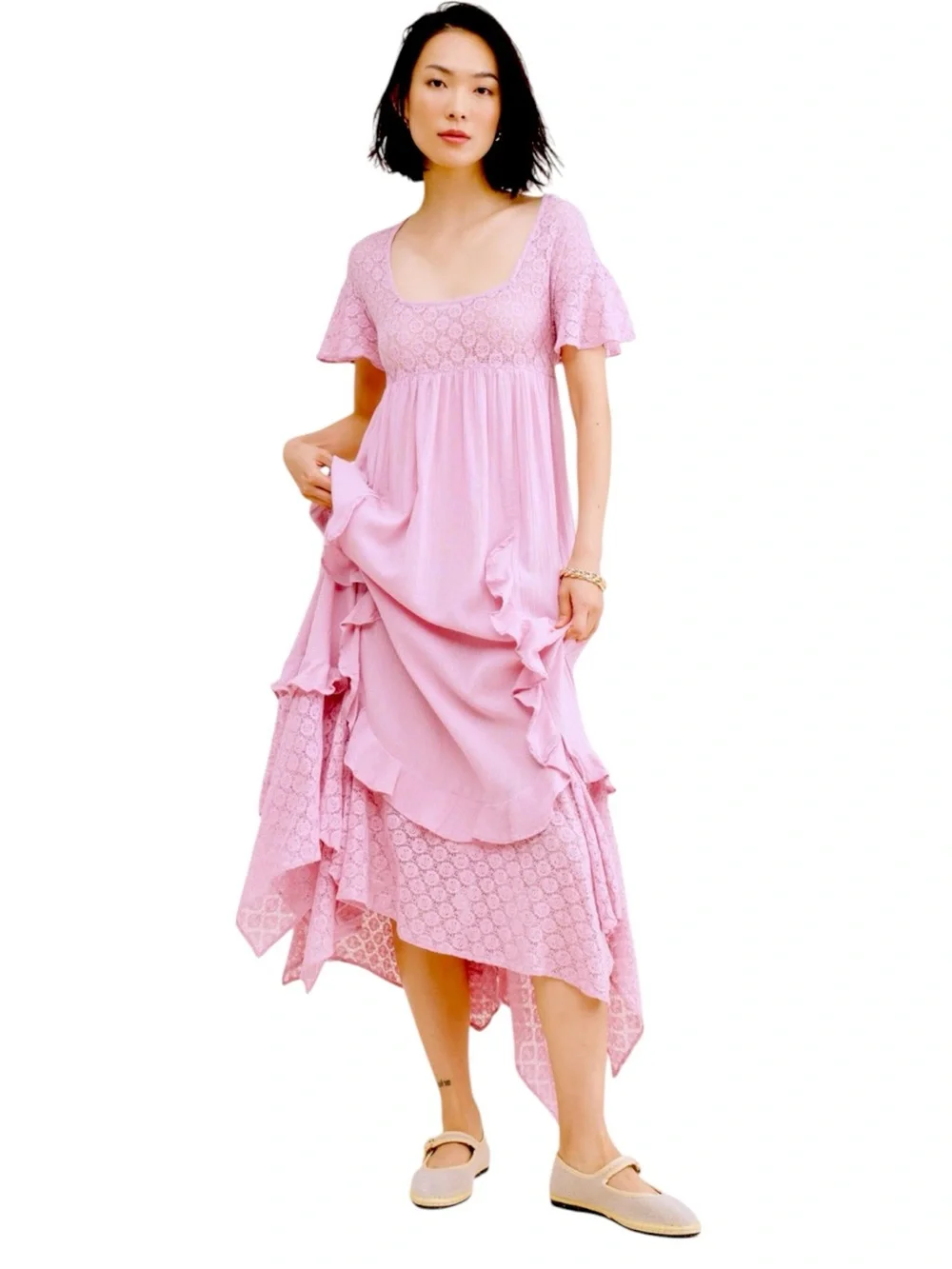 Free People x FREE-EST Blossom Pink Romance Boho Maxi Dress